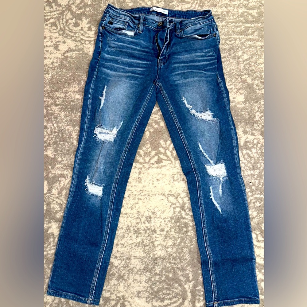 Women’s Maurice’s Kancan jeans high rise medium distressed boyfriend jean sz:28
